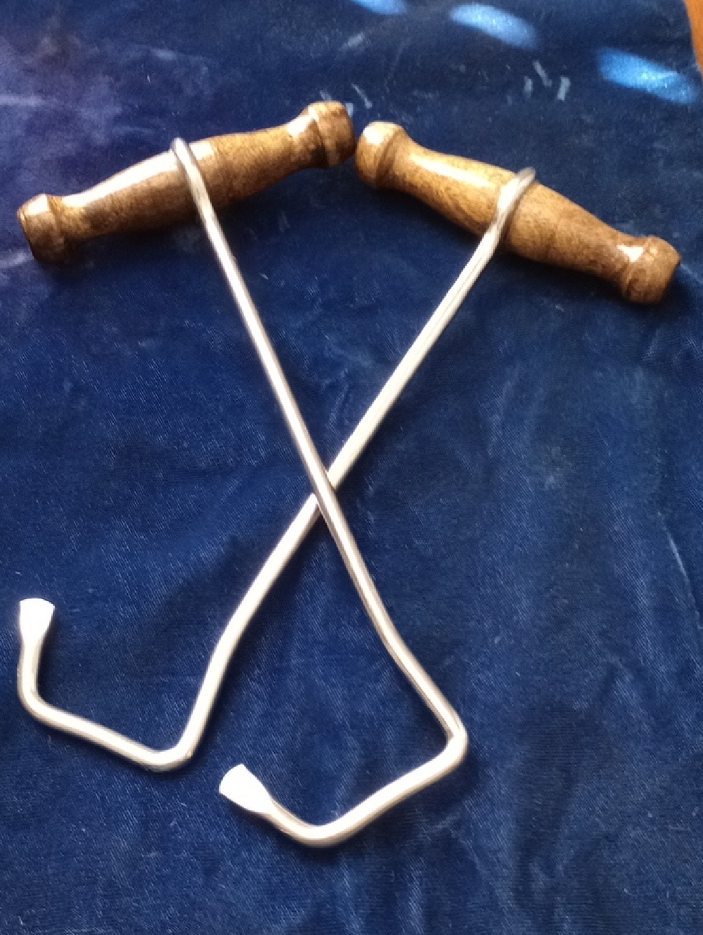 Wooden Handle Metal Boot Hook Set